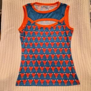 Misslook Fox Geometric Print Cutout Sleeveless Top Size M‎ Mod Indie Rockabilly